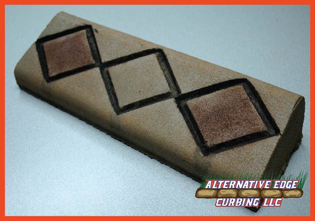 Tan and brown decorative wood piece with diamond shapes.