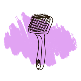 A drawing of a brush on a purple background.