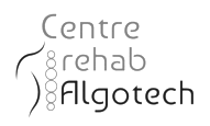 Logo du centre de réadaptation Filotech en noir et gris avec des points verticaux stylisés et des lignes courbes