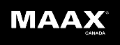 Logo MAAX en blanc sur fond noir avec « Canada » en dessous
