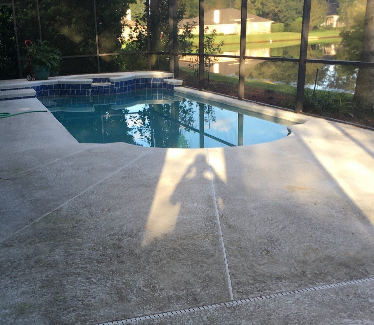 Stewart Pressure Cleaning Before pressure washing service of pool