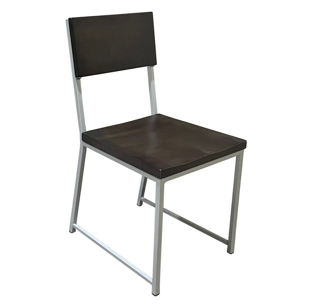 A chair with a black seat and back on a white background.