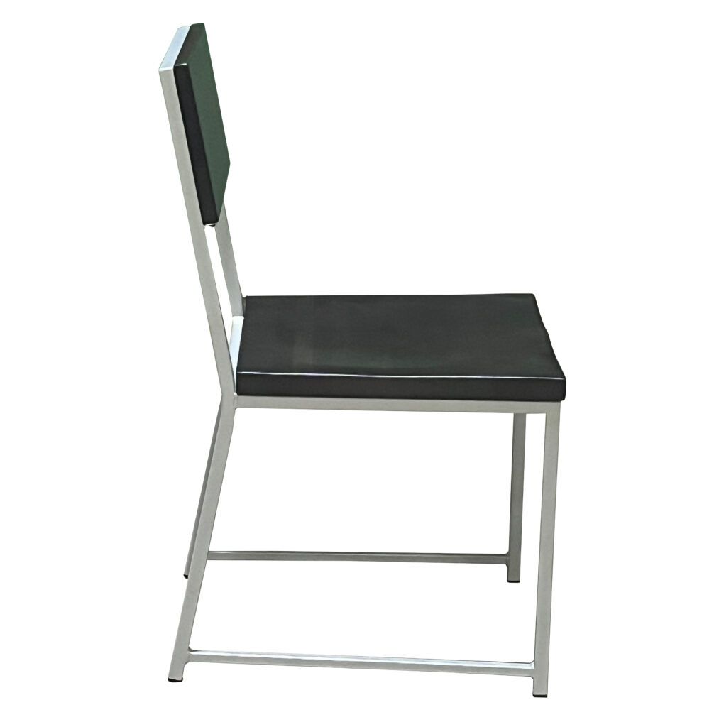 A chair with a black seat and back on a white background