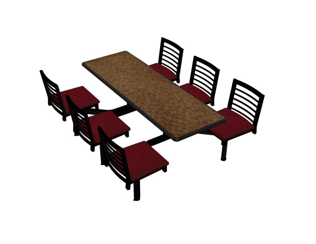 A computer generated image of a table and chairs