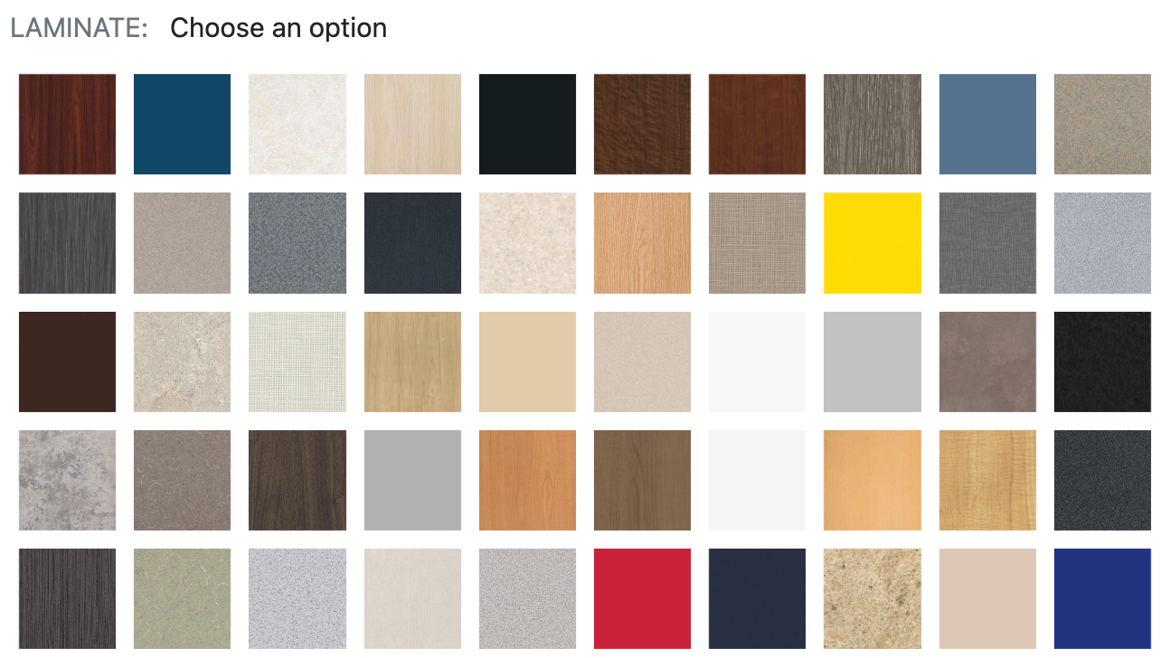 a palette of different colored squares with the words laminate choose an option at the top
