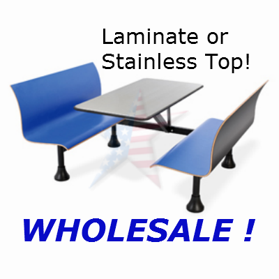 A picture of a table with the words laminate or stainless top wholesale