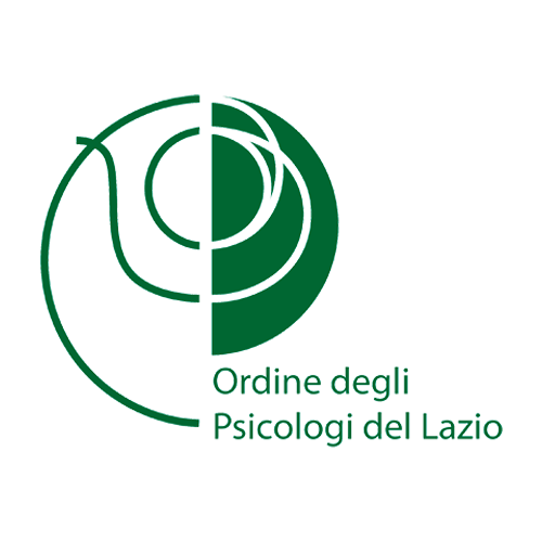 Green logo of the Lazio Psychologist Order, a stylized design within a circle. 
