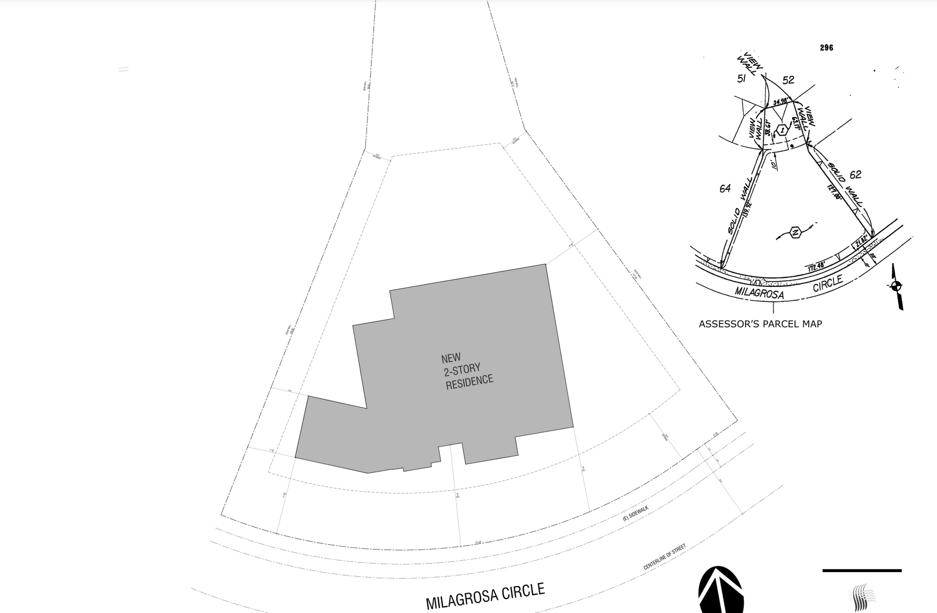 A black and white drawing of a house on a hill.