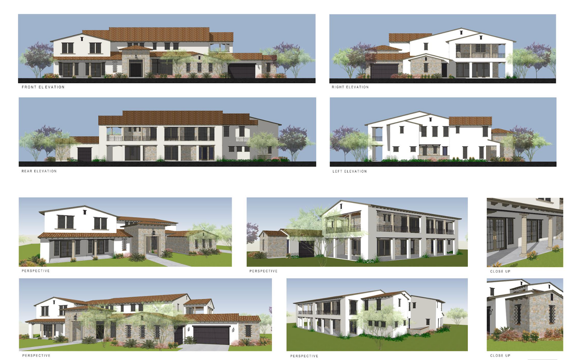 A collage of architectural drawings of a house