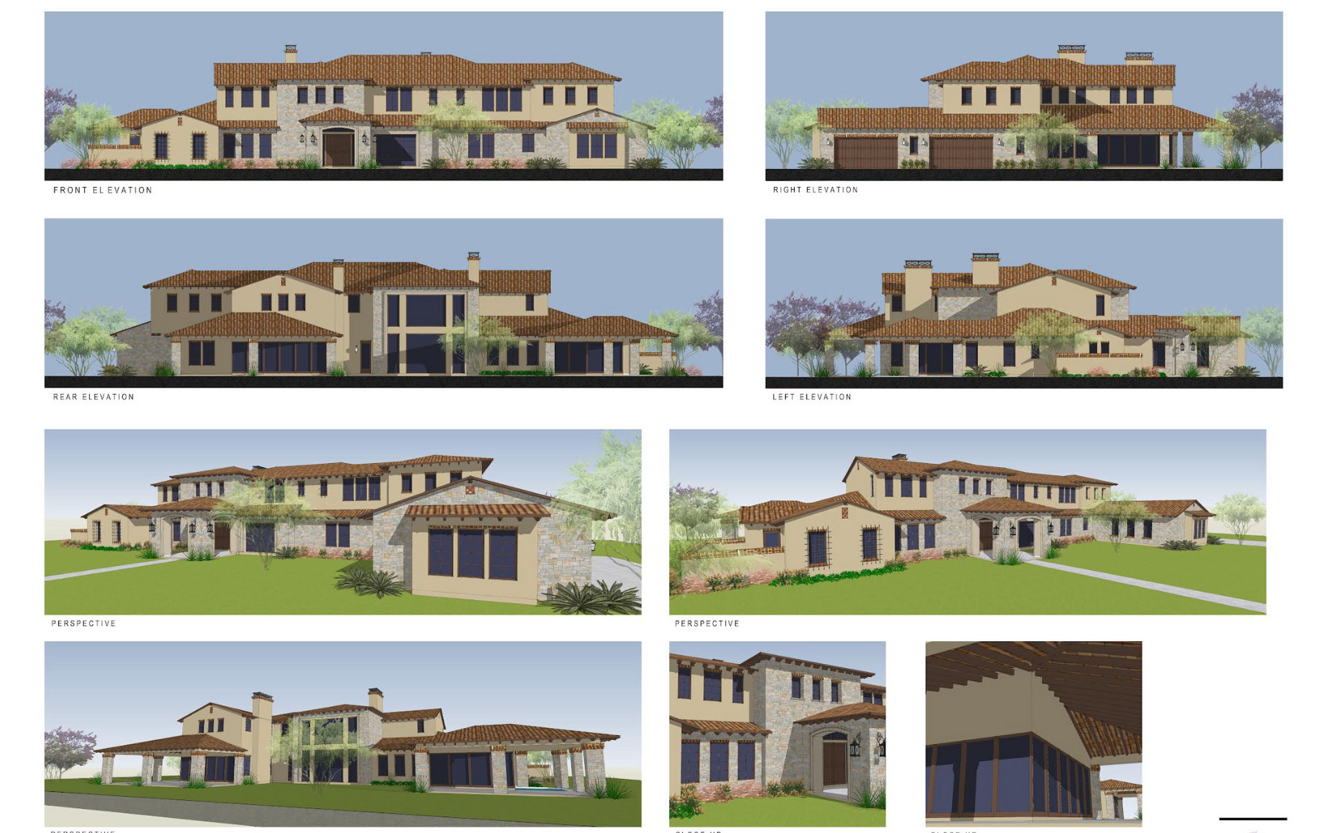 A drawing of a house with a lot of windows