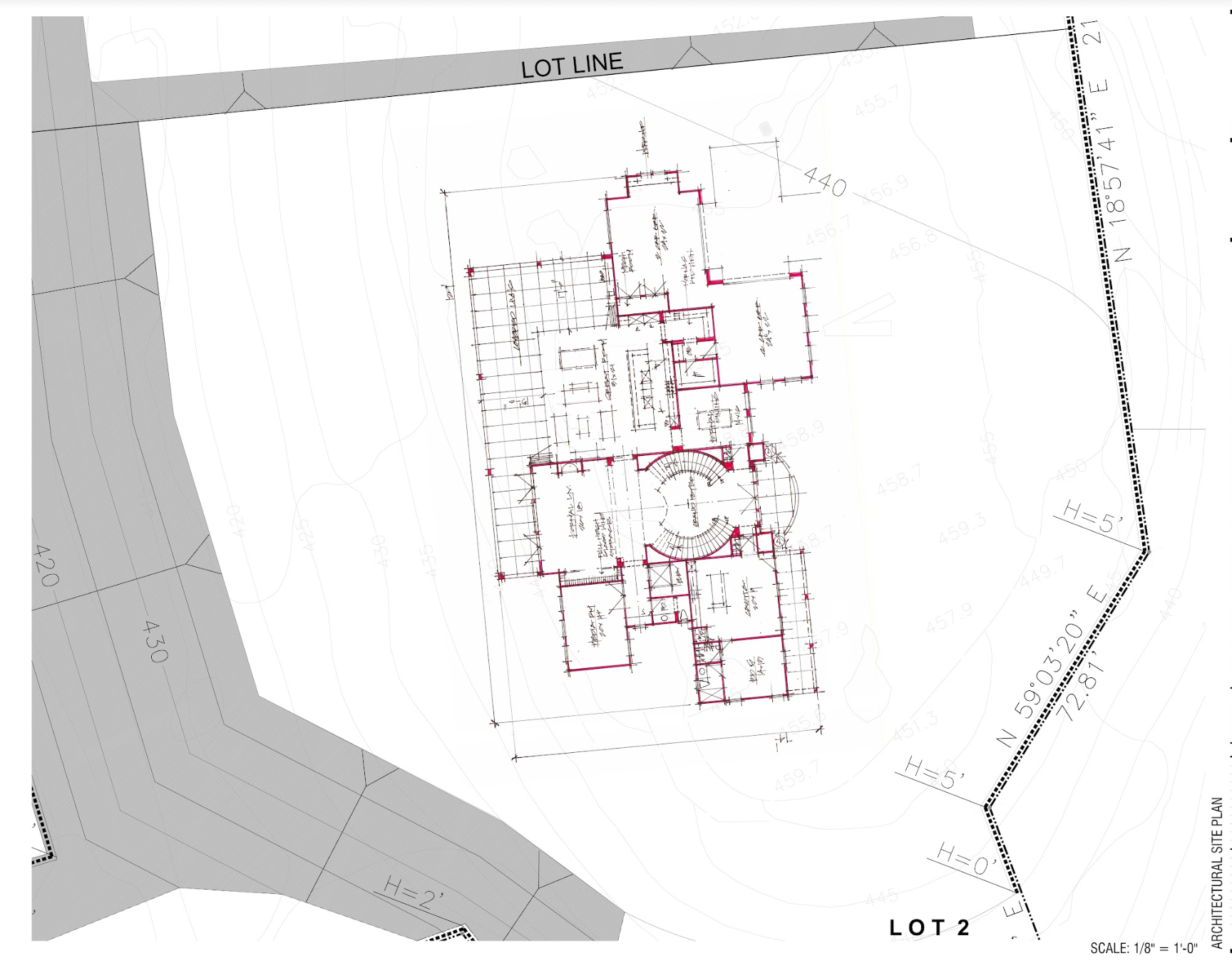 A black and white drawing of a lot number 3