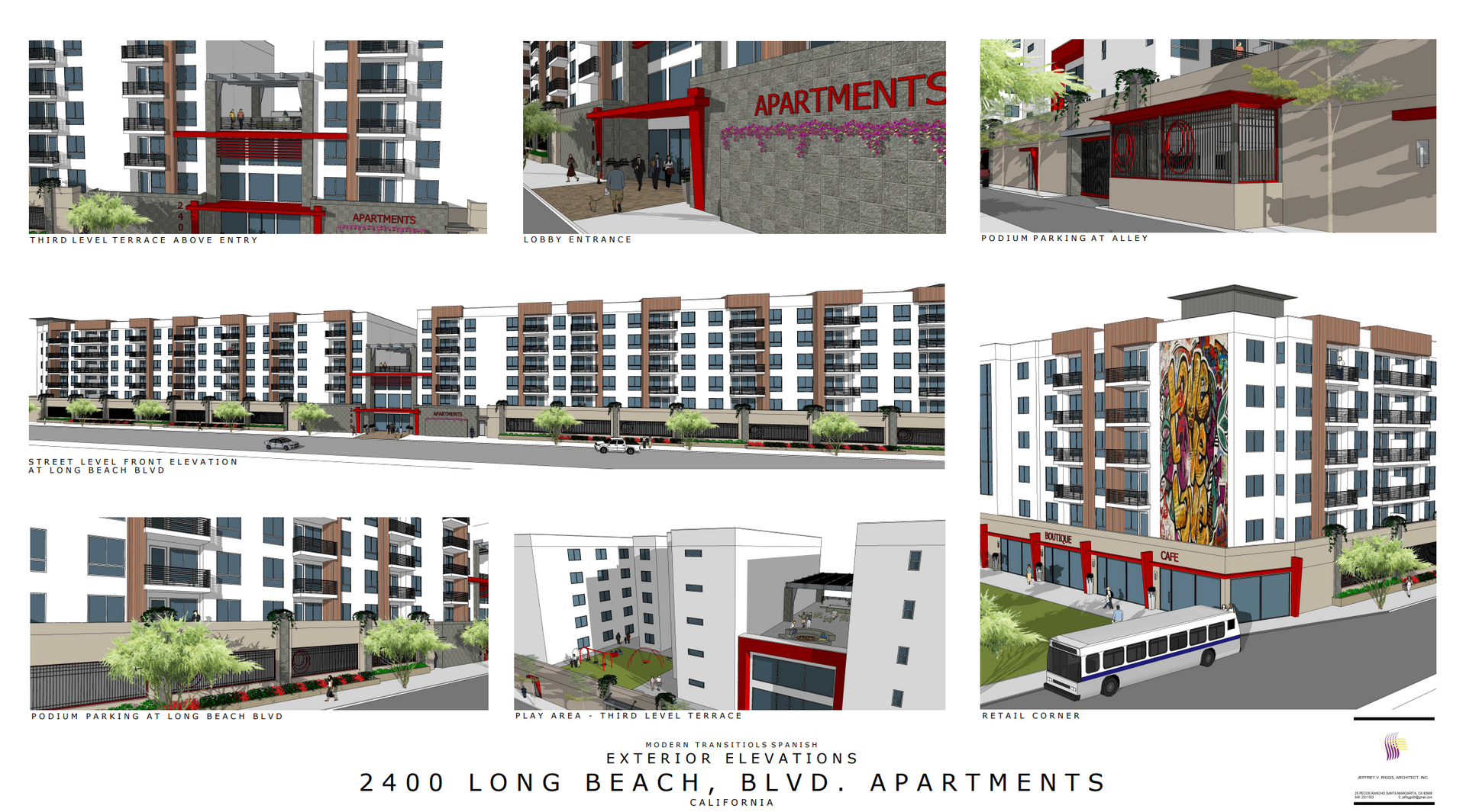 A collage of drawings of a building with the word twenty on it