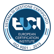 EUCI certification logo. Blue and white circular emblem with text, 