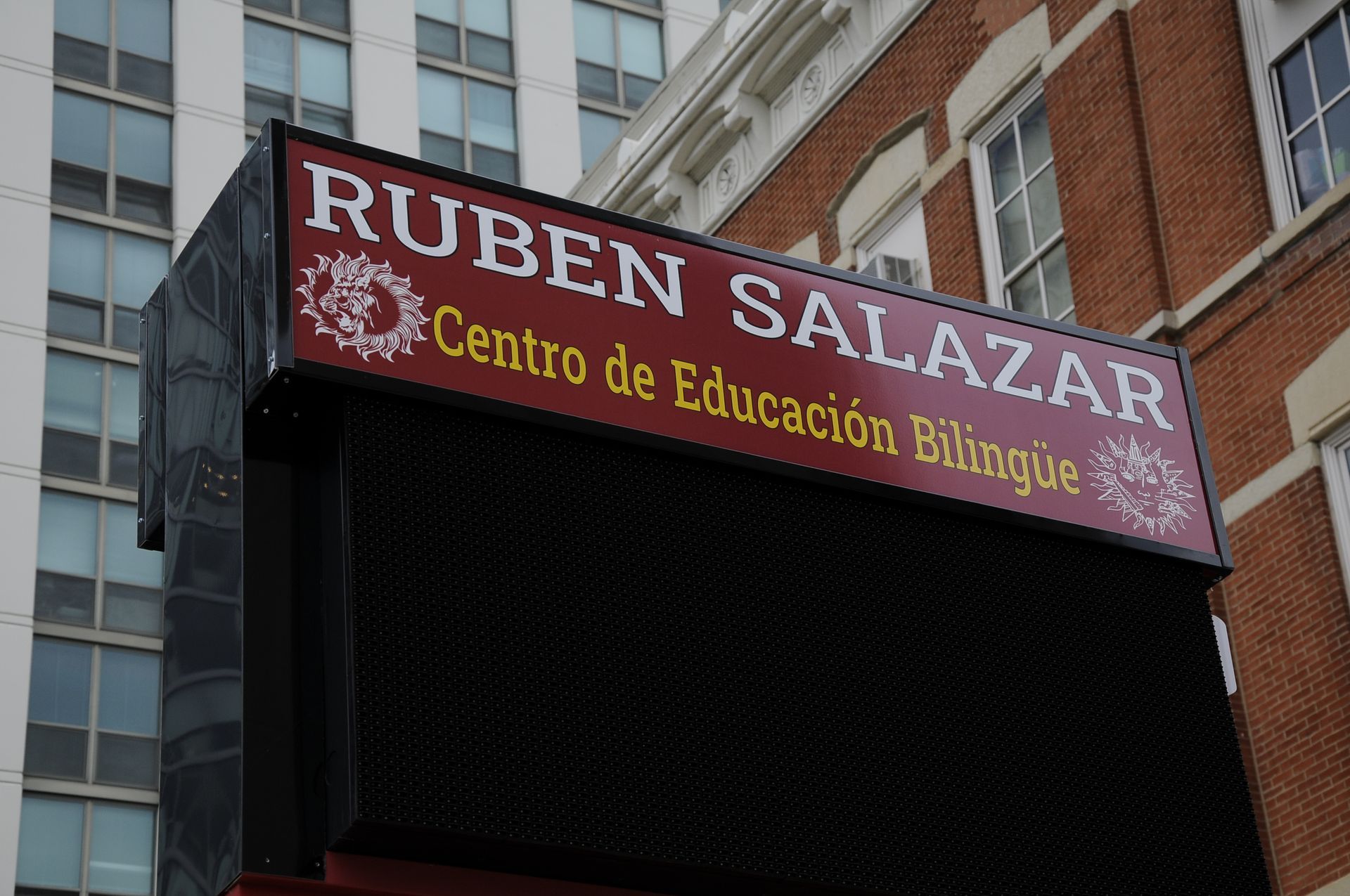 A sign for ruben salazar centro de educacion bilingual