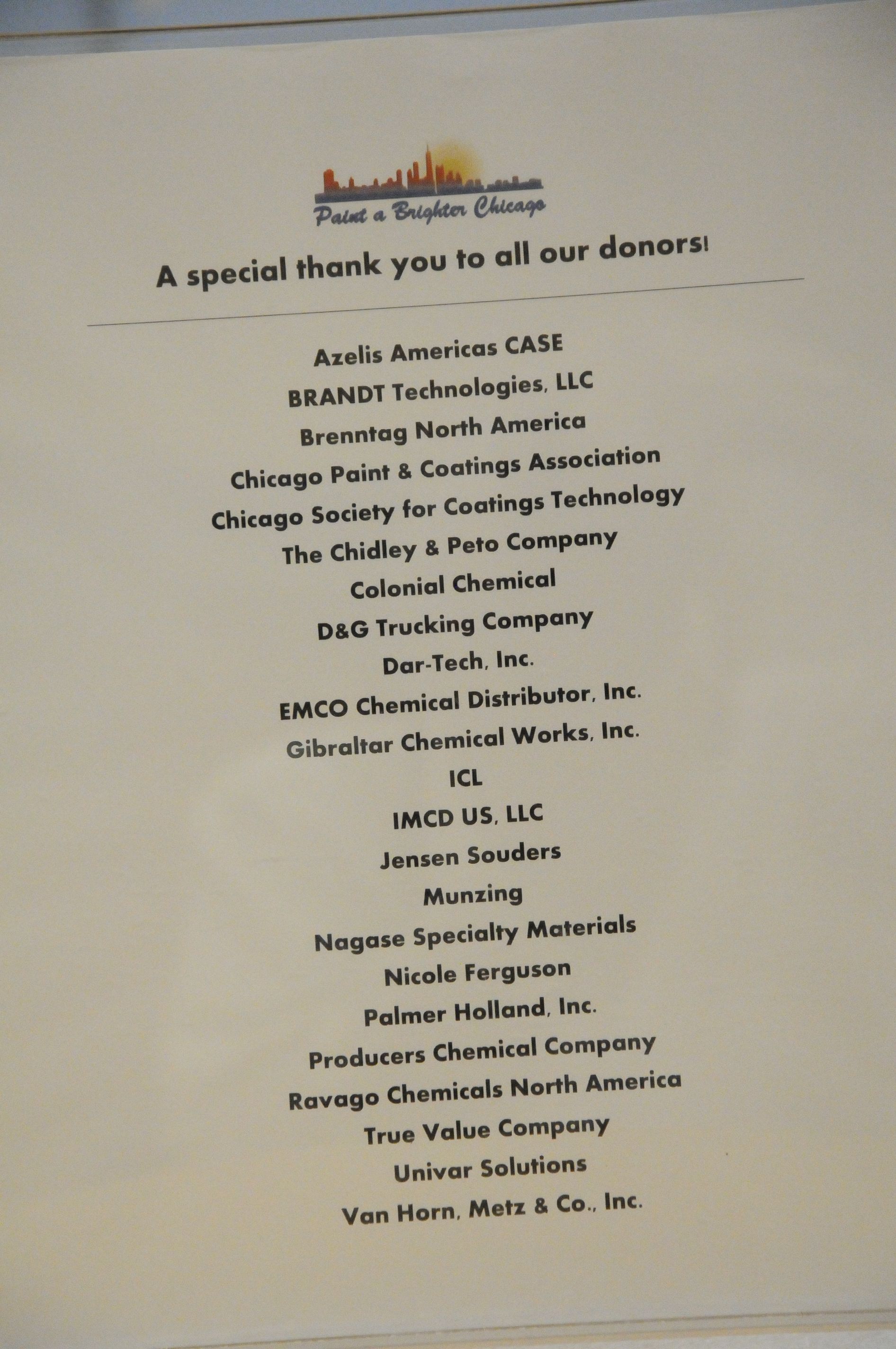A special thank you to all our donors is written on a piece of paper