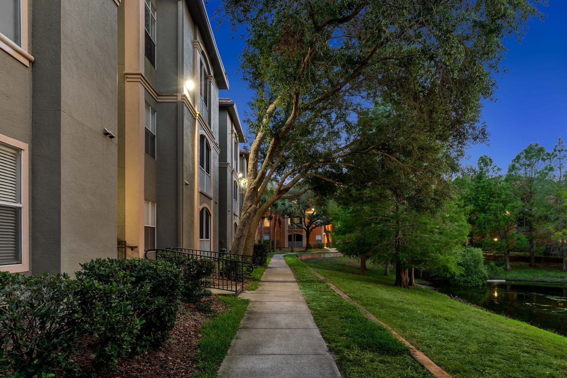Lighted walkway at The Debra in Orlando, FL.
