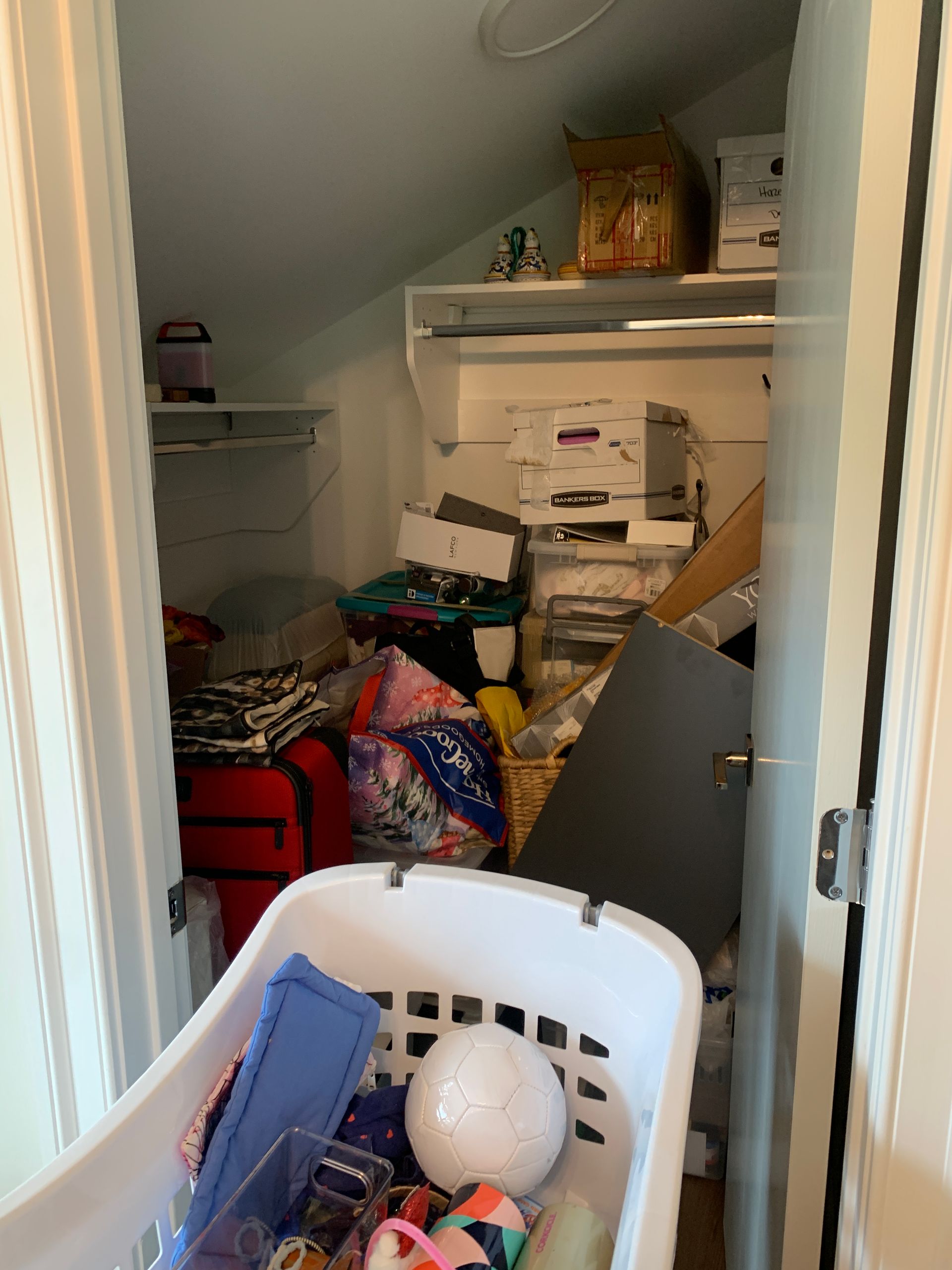 Before image of messy closet