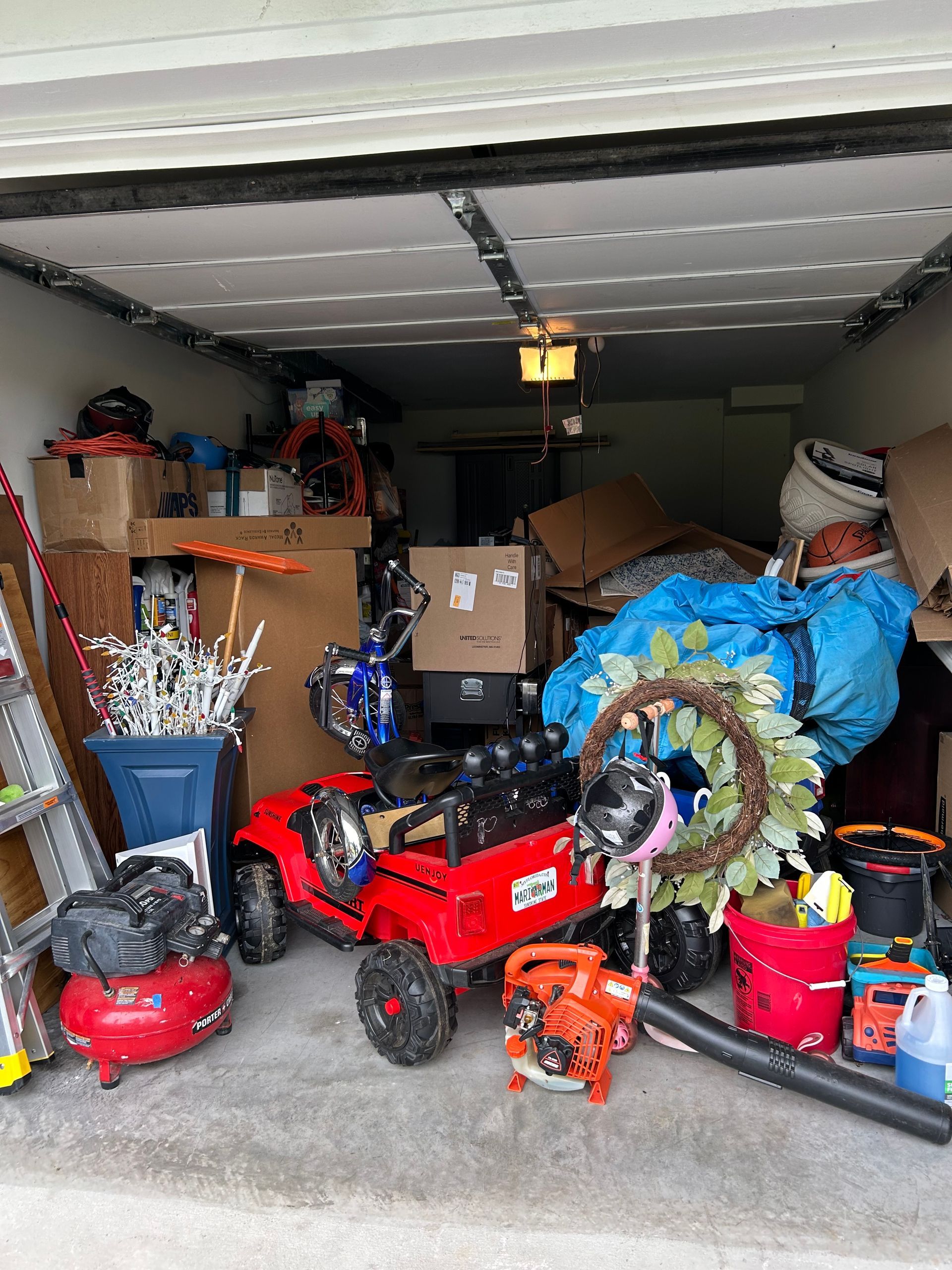 Before image of messy garage