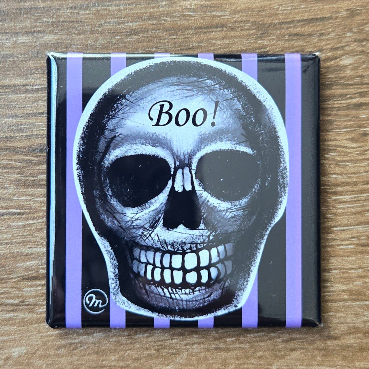 MC ORIGINAL DESIGN MAGNET  Halloween Boo Skull Stripe