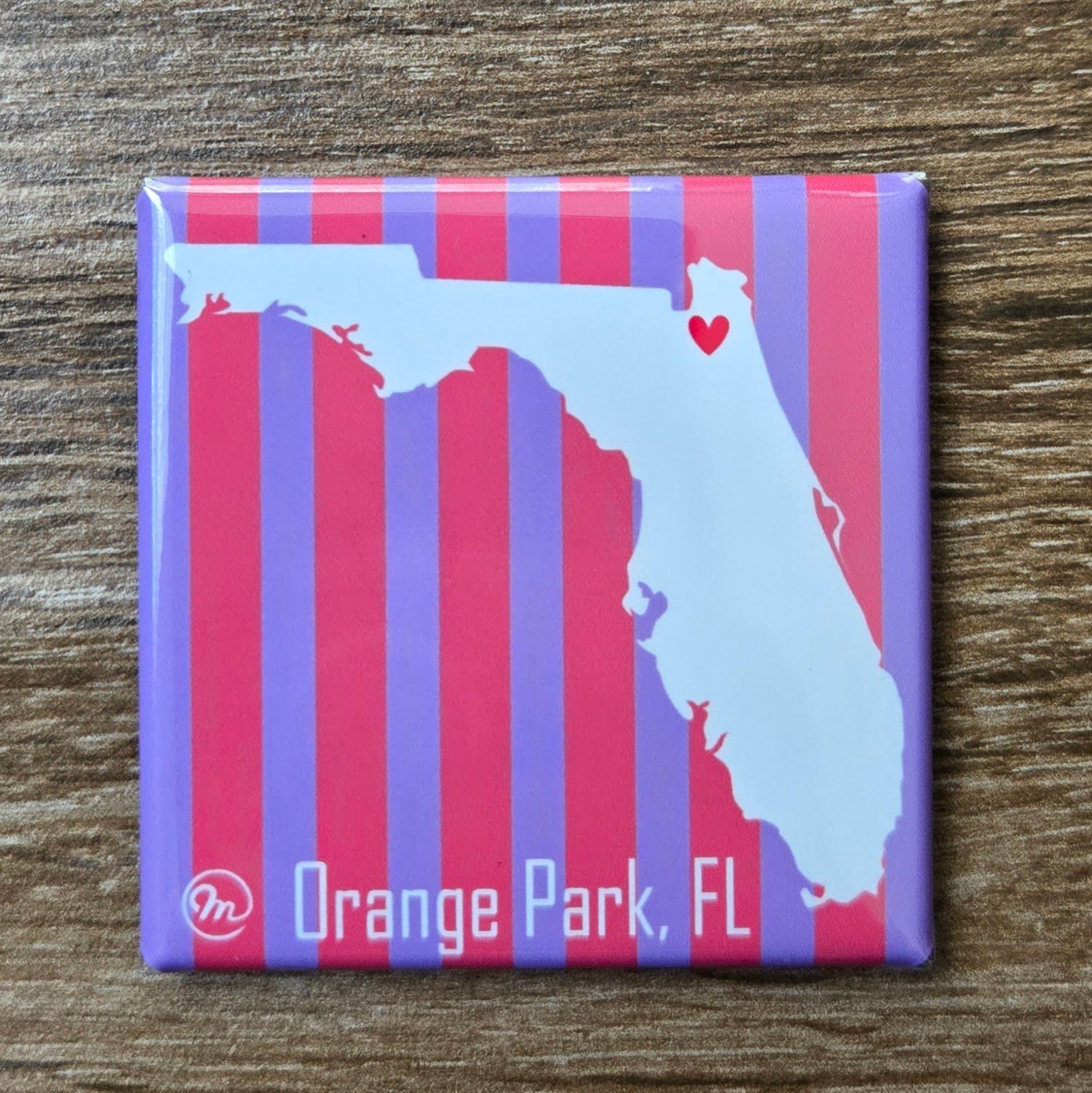 MC ORIGINAL DESIGN MAGNET LOVE MY HOME TOWN in Florida Purple & Pink Stripes