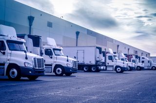 Fleet Vehicles — Trucks Unloading at Warehouse