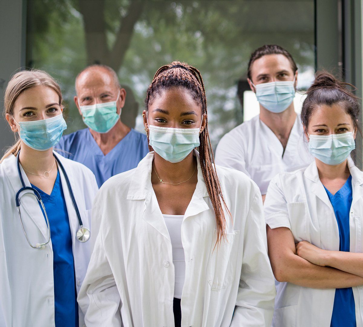 Group Of Doctors With Face Mask — Bakersfield, CA — American Digestive Liver & Nutritional Disease Center