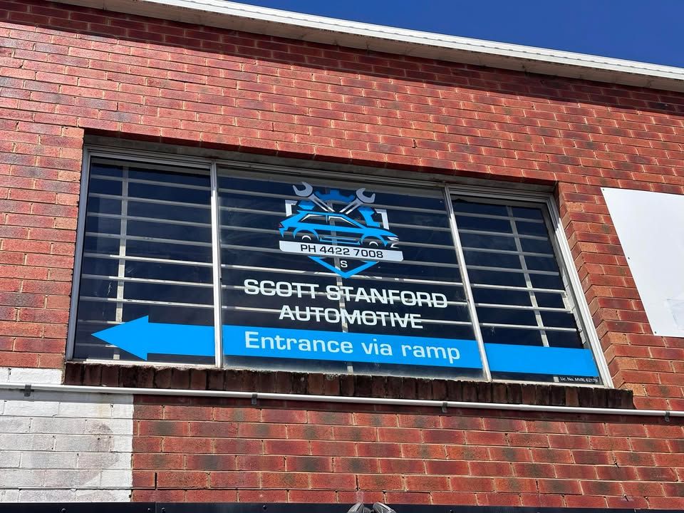 A Sign For Scott Stanford Automotive Above a Window — Scott Stanford Automotive in Nowra, NSW
