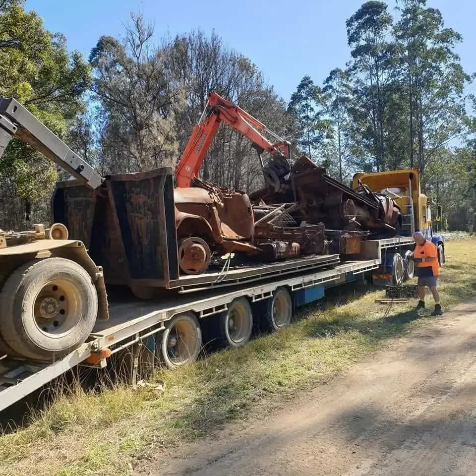 A Truck With a Crane on the Back of It — Hastings Scrap Metal Recyclers in Wauchope, NSW