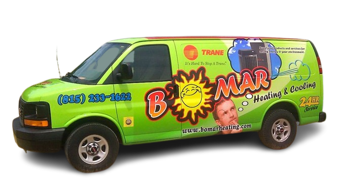 A green van with the word boomer on it