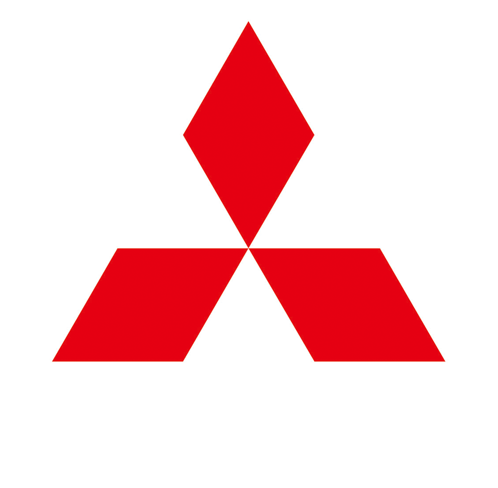 A red mitsubishi logo on a white background