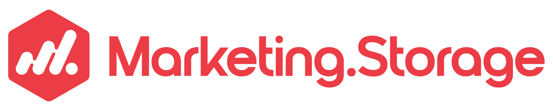 The logo for marketing storage is red and white.