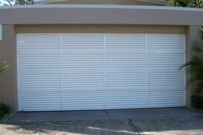 white louvered aluminium garage door