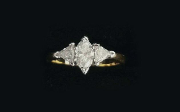 ring with three diamond stones pierced