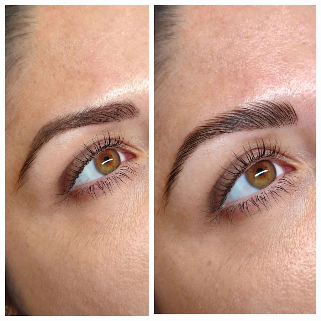 Rehaussement de cils avec teinture avant apres