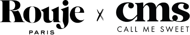 A black and white logo for rouje x cms paris call me sweet