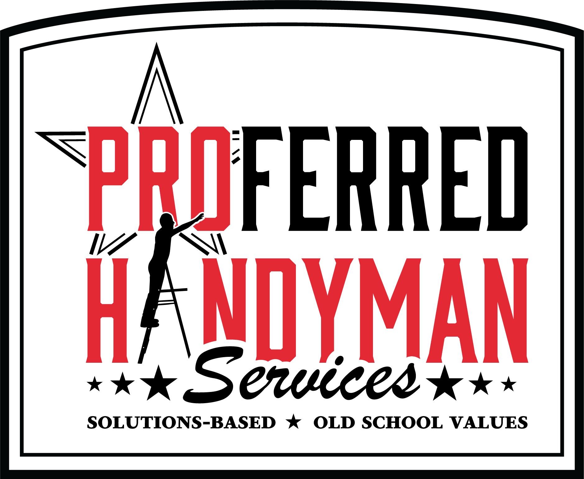 the logo for Proferred Handyman Services shows two men on ladders