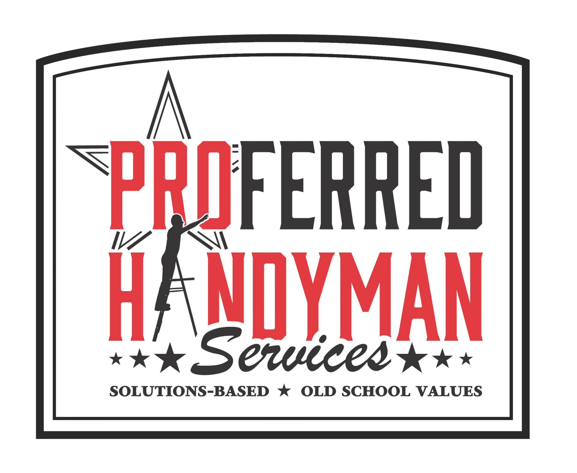 the logo for Proferred Handyman Services shows two men on ladders