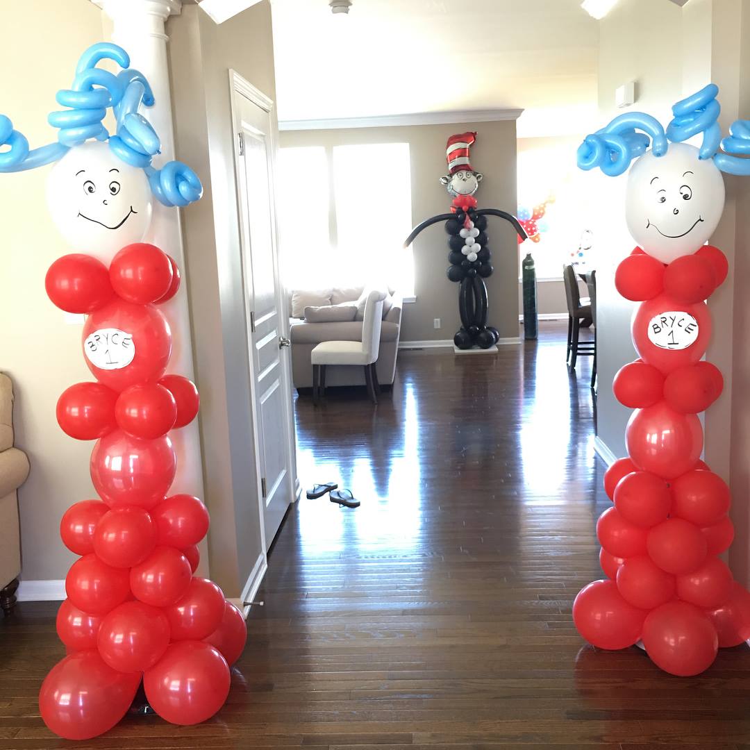 dr suess party cat in the hat balloons thing one and thing two