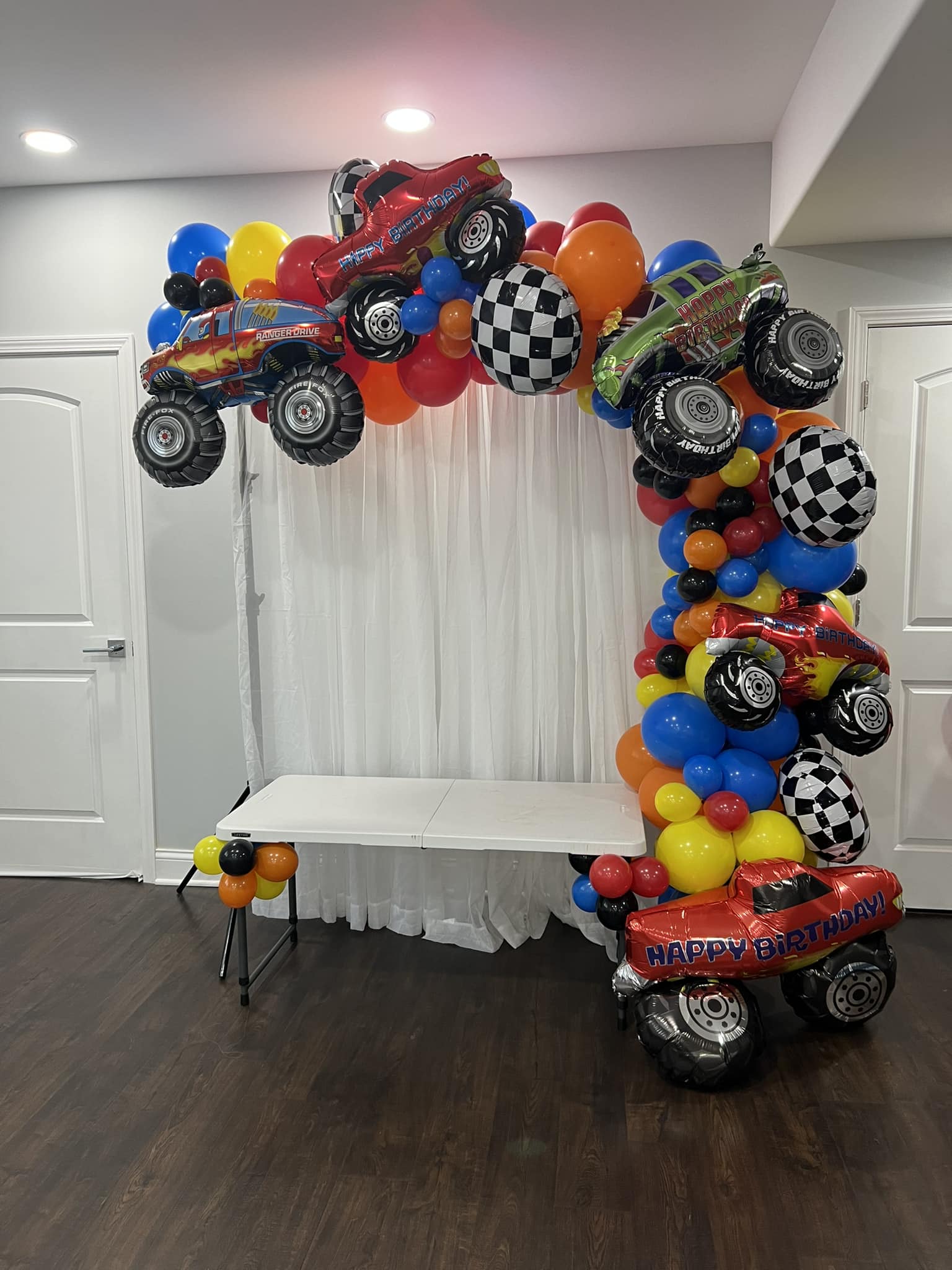 monster truck balloon arch