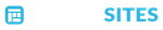 A blue logo with the word sites on it.
