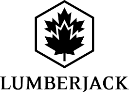 Logo del marchio Lumberjack; foglia d'acero nera all'interno di un esagono.