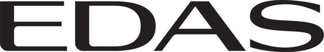 EDAS in nero, carattere sans-serif.