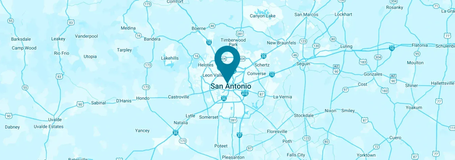 Map of the Dallas-Fort Worth area, with a location marker over Dallas.