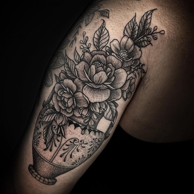 Black Flower Tattoo — Orlando, FL — Red Gypsy Ink