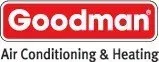 Goodman Air Conditioning & Heating logo in red and white.