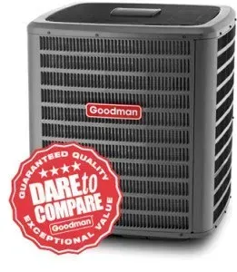 Goodman air conditioner unit with red 