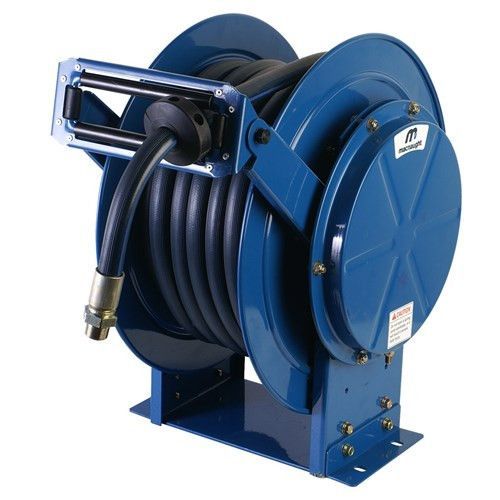 A Blue Hose Reel with A Black Hose Attached to It — Wades Distributors In Whitsundays, QLD
