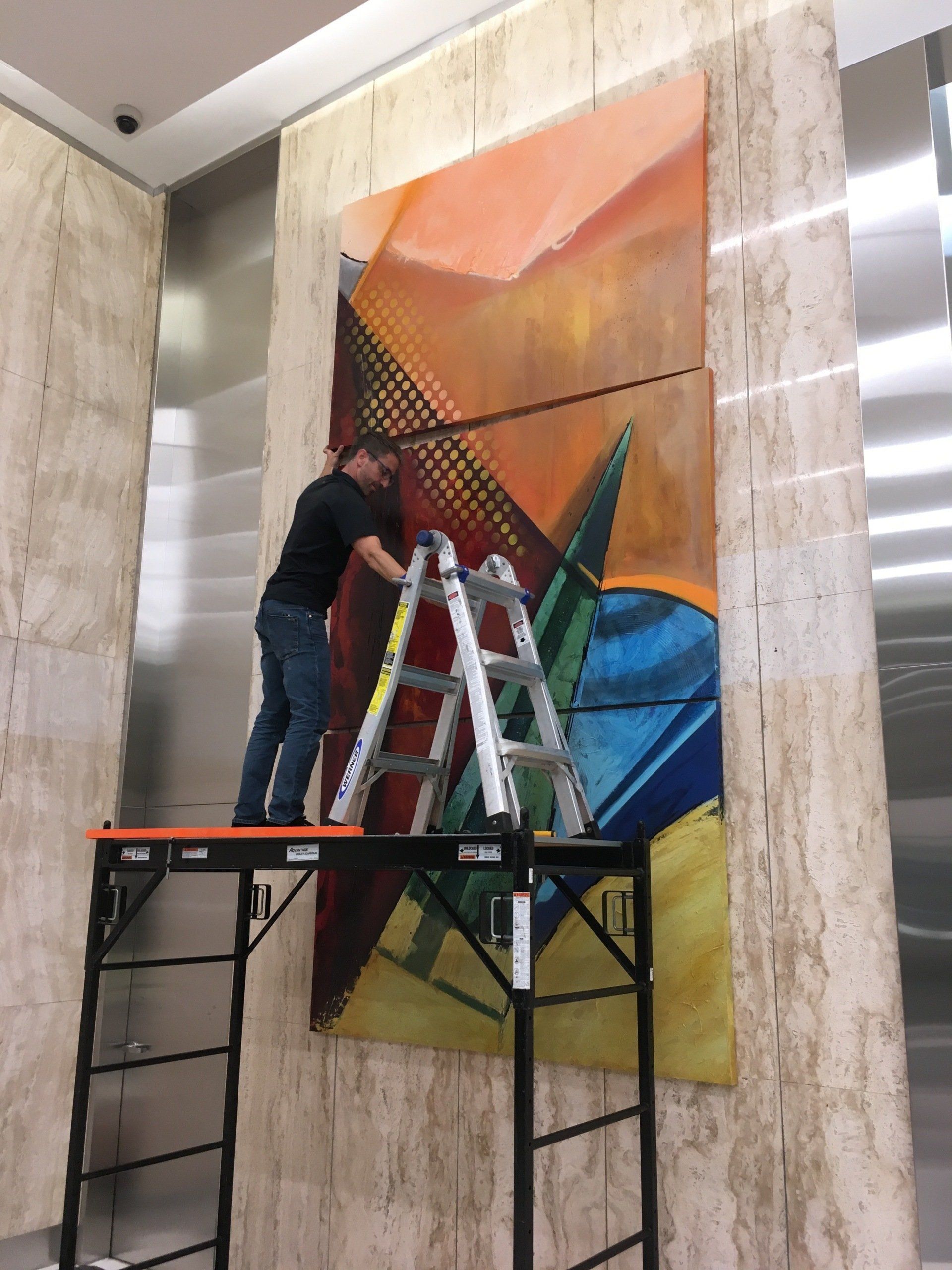 Art logistics expertise demonstrated in a complex gallery installation.