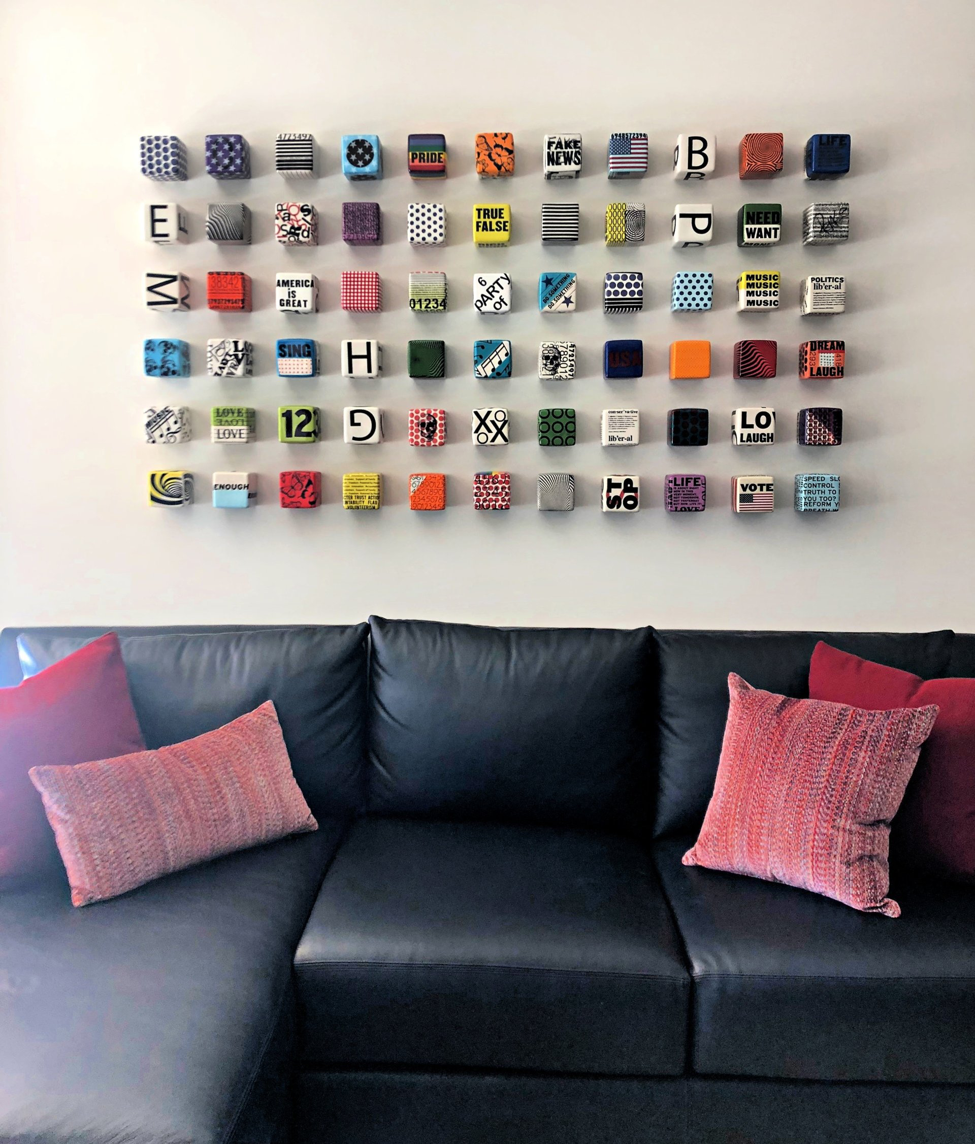 Interior design art installation enhancing a modern San Diego home.