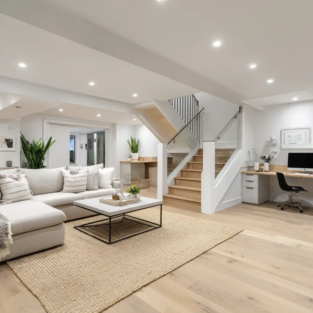 Basement Renovation Vancouver Installs Bathroom With Tile, Fixtures, And Ventilation System. Basement Contractor Vancouver Ensures Moisture Control.
Basement Renovation Vancouver Creates Workspace With Desk And Lighting Setup. Basement Contractor Vancouver Supports Remote Work Needs.
Basement Renovation Vancouver Builds Family Room With Seating Area And Entertainment Features. Basement Contractor Vancouver Enhances Lifestyle.
Basement Renovation Vancouver Installs Modern Design With Open Layout And Clean Finishes. Basement Contractor Vancouver Improves Visual Appeal.
Basement Renovation Vancouver Delivers Full Design Build Service With Permits, Construction, And Finishing. Basement Contractor Vancouver Provides End To End Solution.